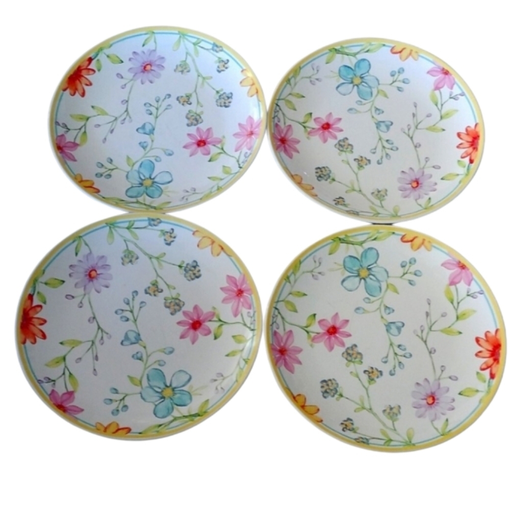 Euro Ceramica Charlotte Salad Plates Set of 4,  8 3/8" China Dinnerware